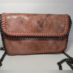 Chico's Distressed Vegan Suede Chain Link purse